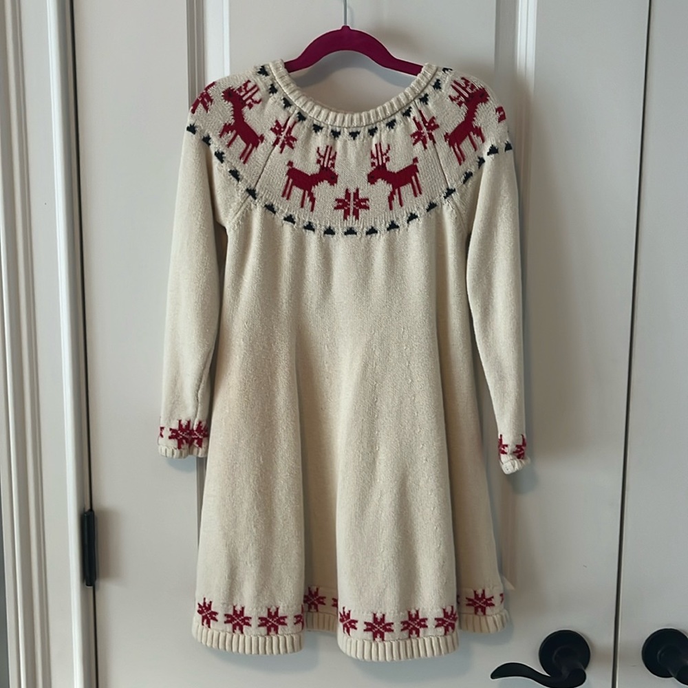 Hanna Andersson holiday sweat dress in size 120 (kids 6-7)